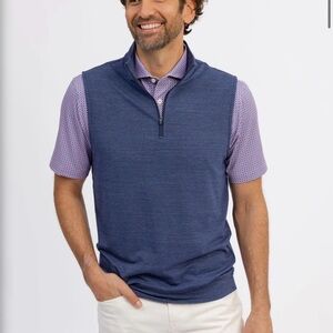 Turtleson Heather Blue Quarter 1/4 Zip Cotton Blend Pullover Vest Size XL